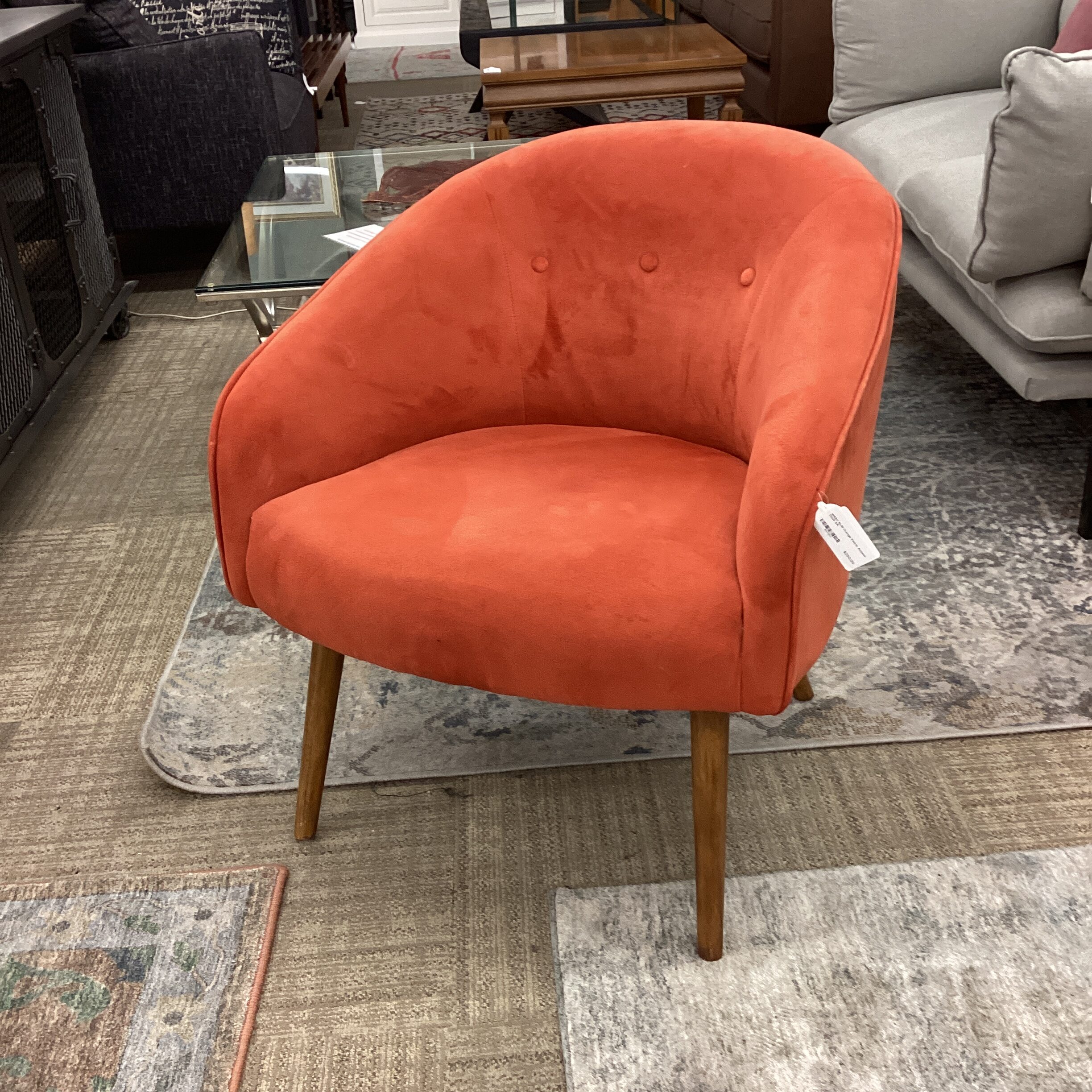 west elm orange fabric accent chair