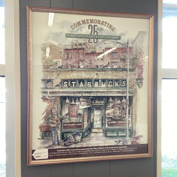 signed starbucks 25 years pike place market print