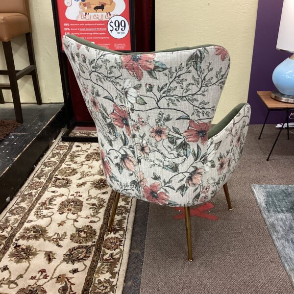 mcm recycled green/floral fabric accent chair