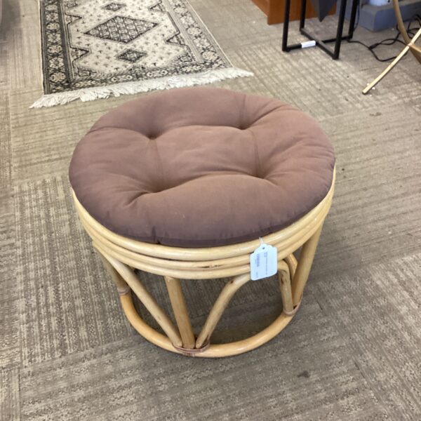 bamboo ottoman w/cushion (as is)