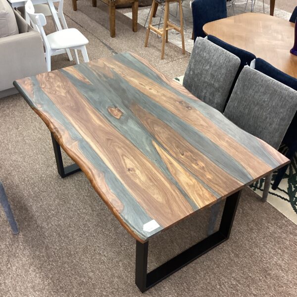 dark sheesham iron base dining table