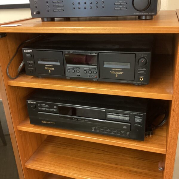 teak cabinet cd & tape deck w/receiver & speakers set
