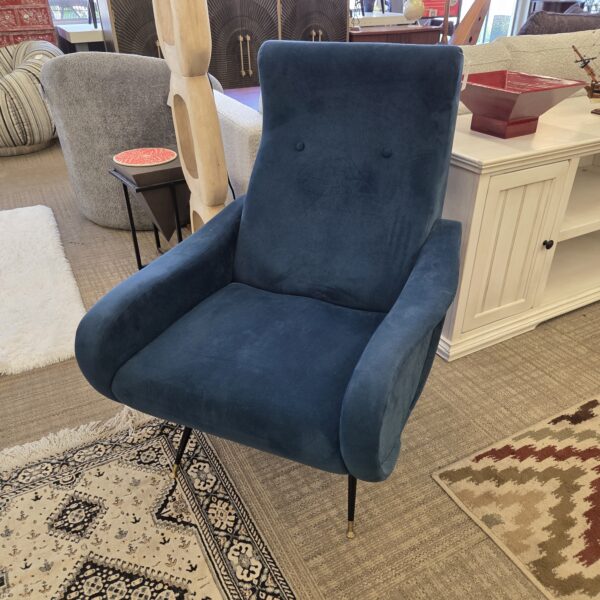 funky blue velvet armchair