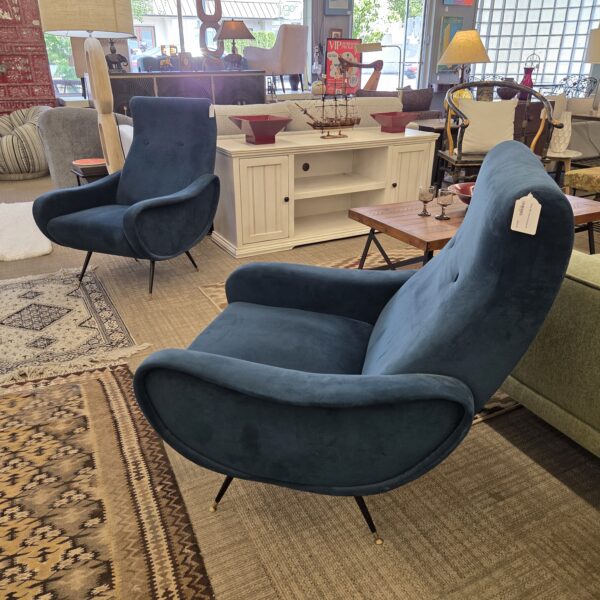 funky blue velvet armchair