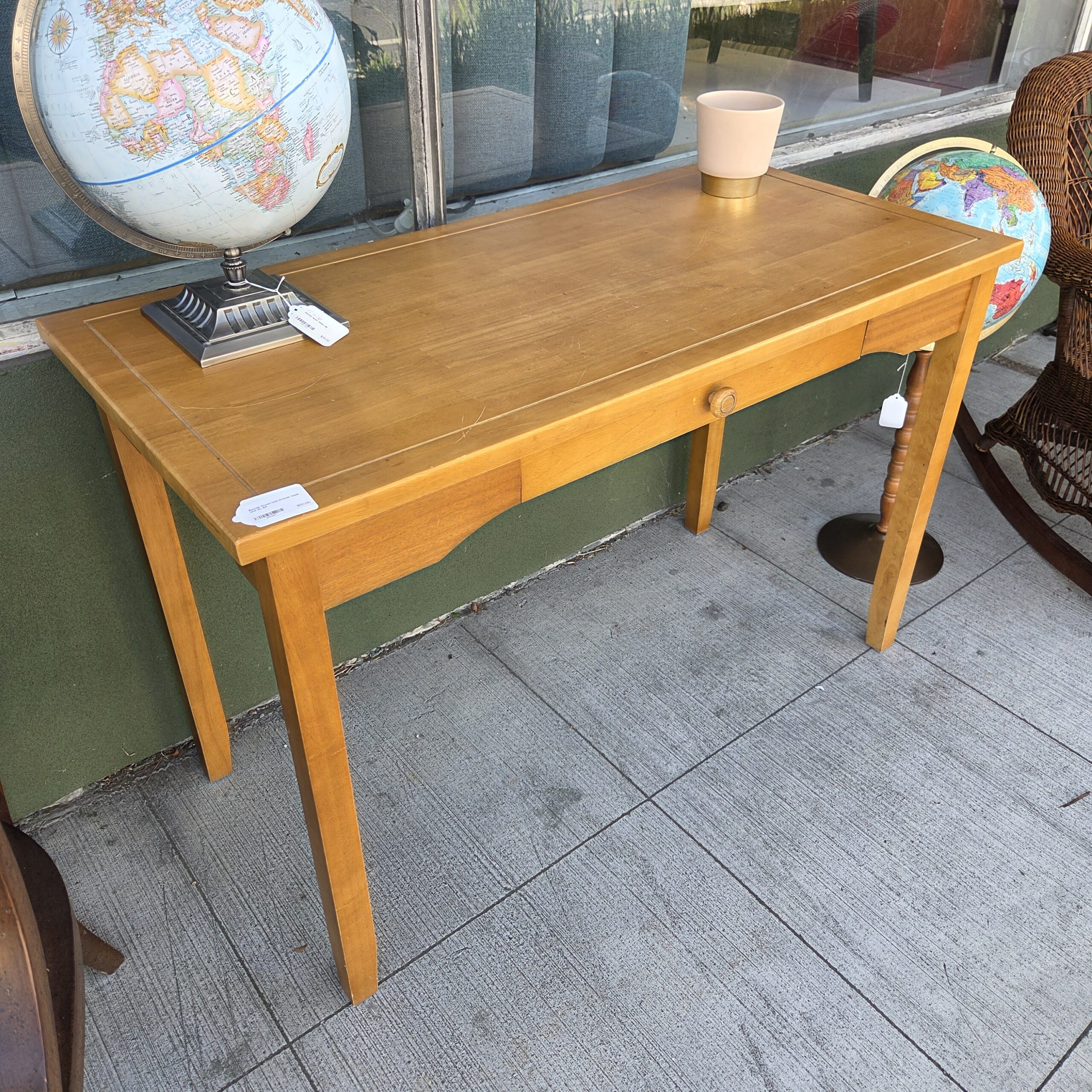 blonde wood one drawer desk (as is)