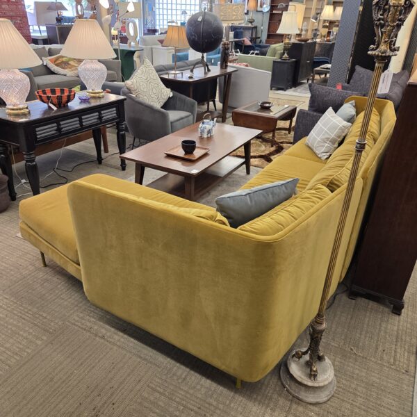 blu dot gold velvet right chaise sectional
