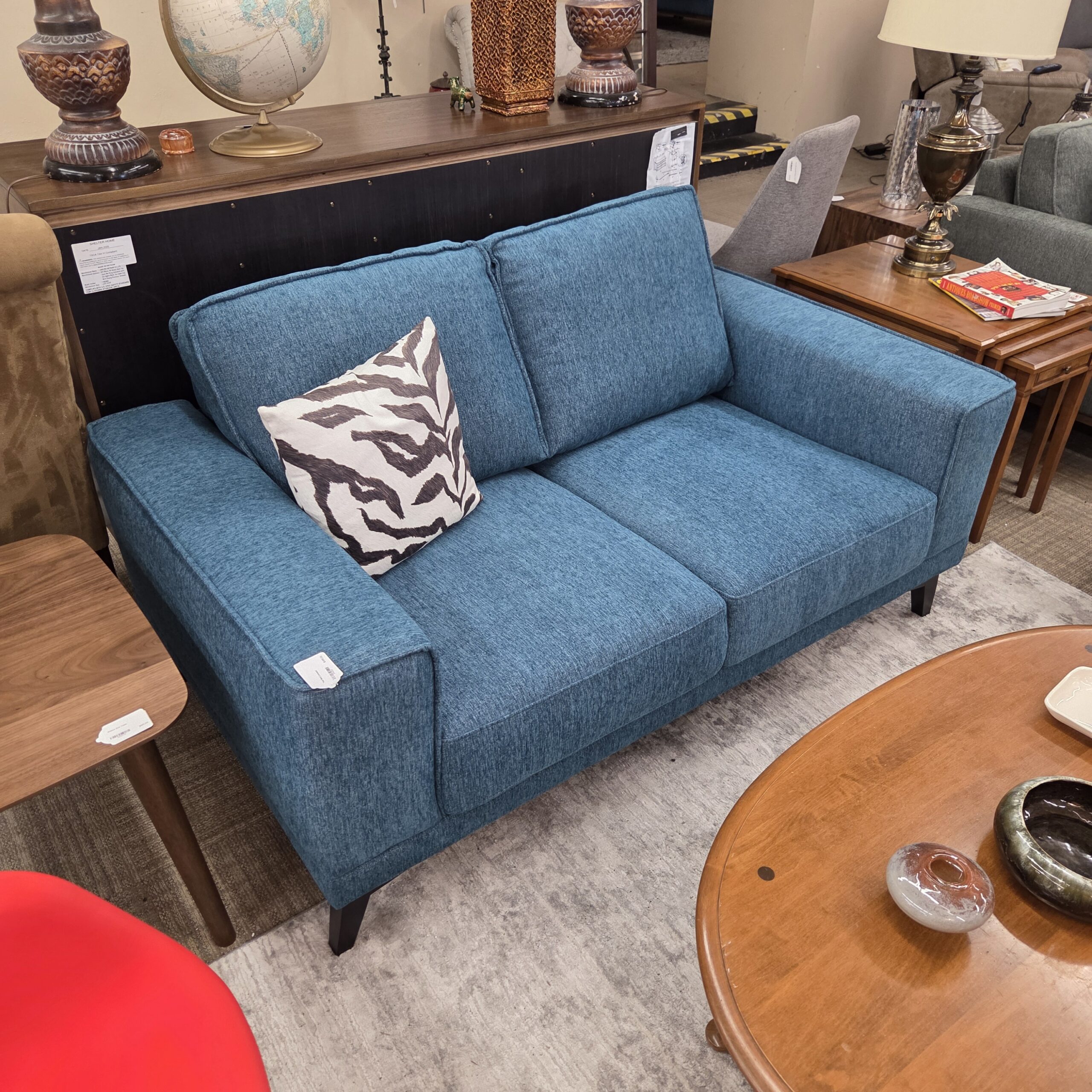 teal mod loveseat