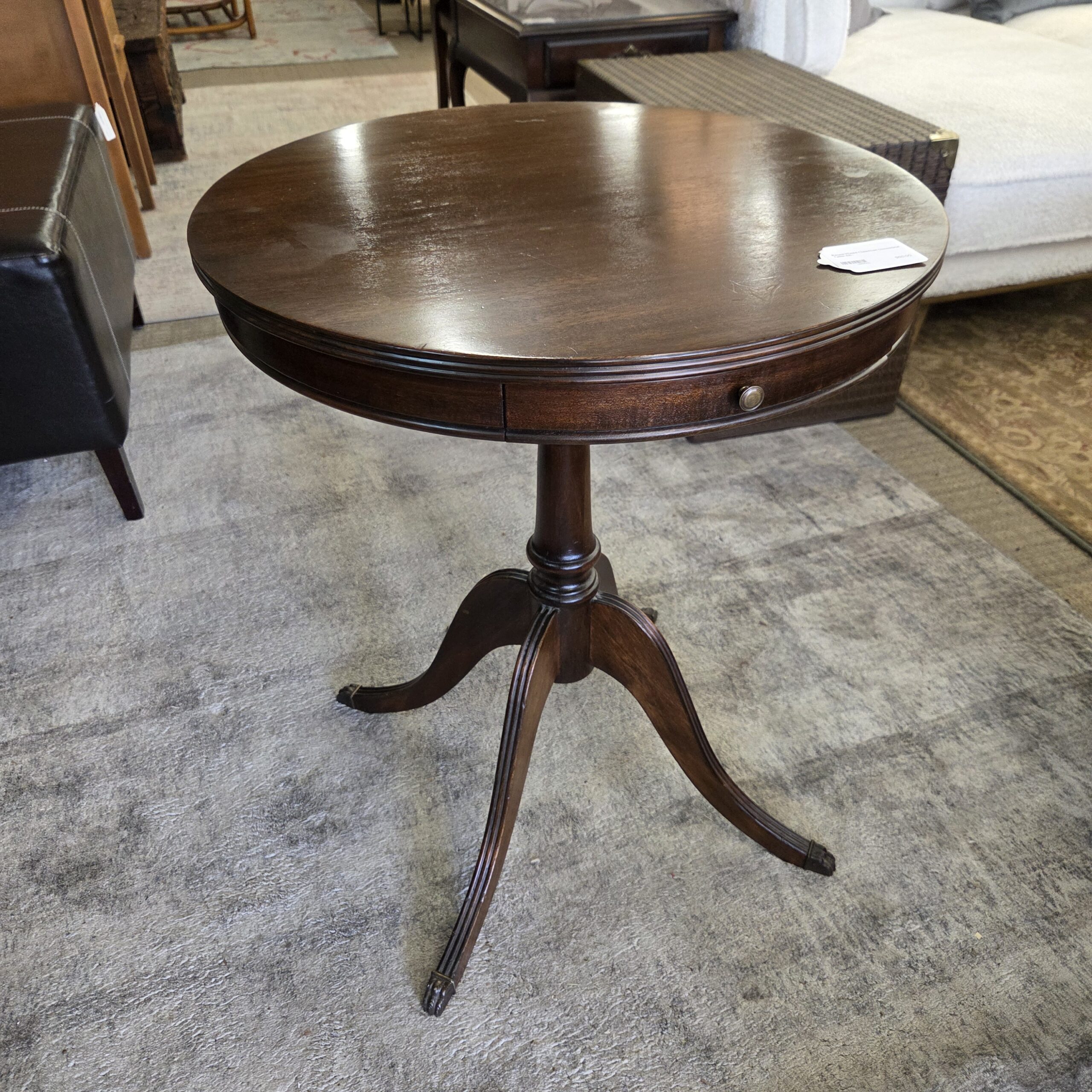 round fluted clawfoot occasional table