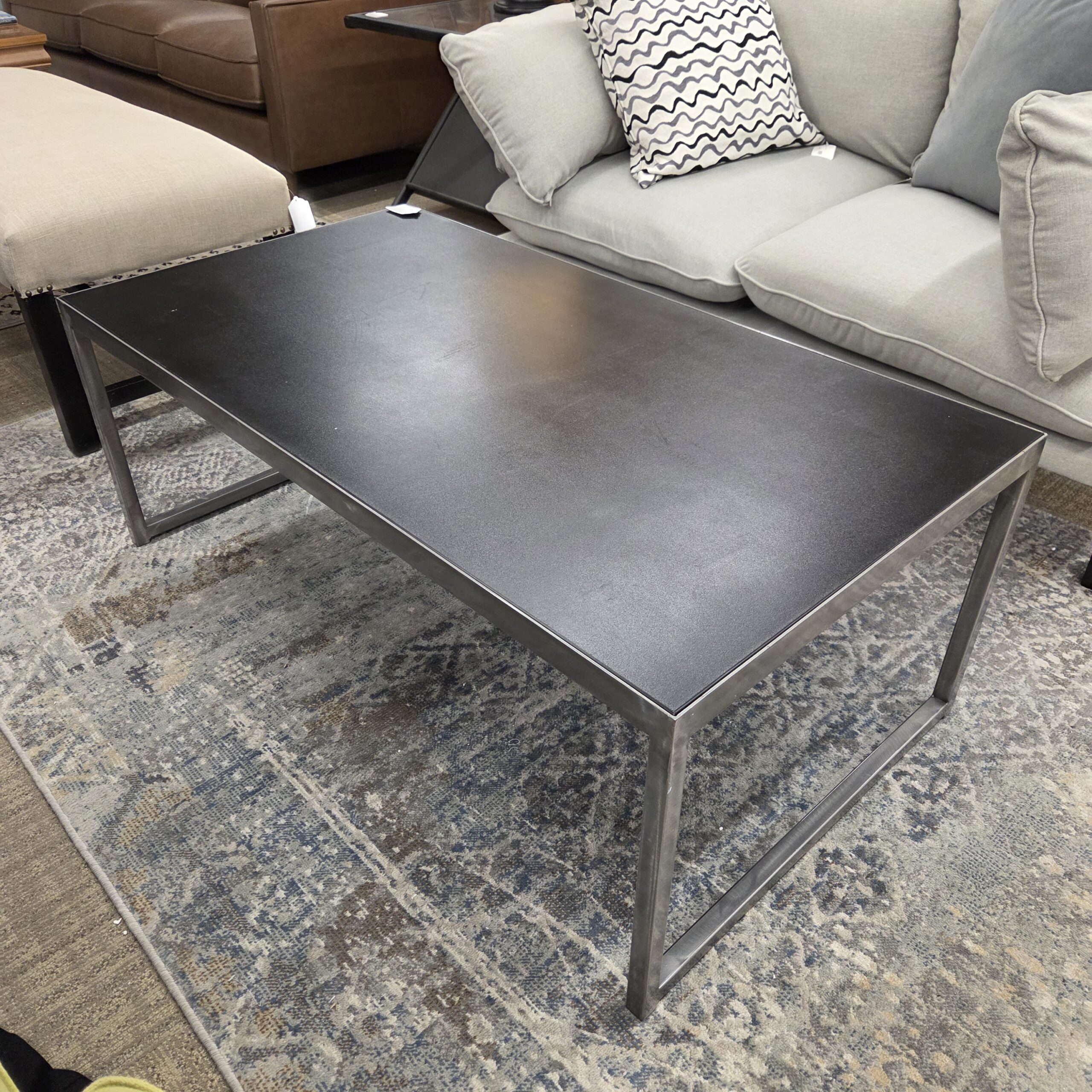 black & iron rectangular coffee table