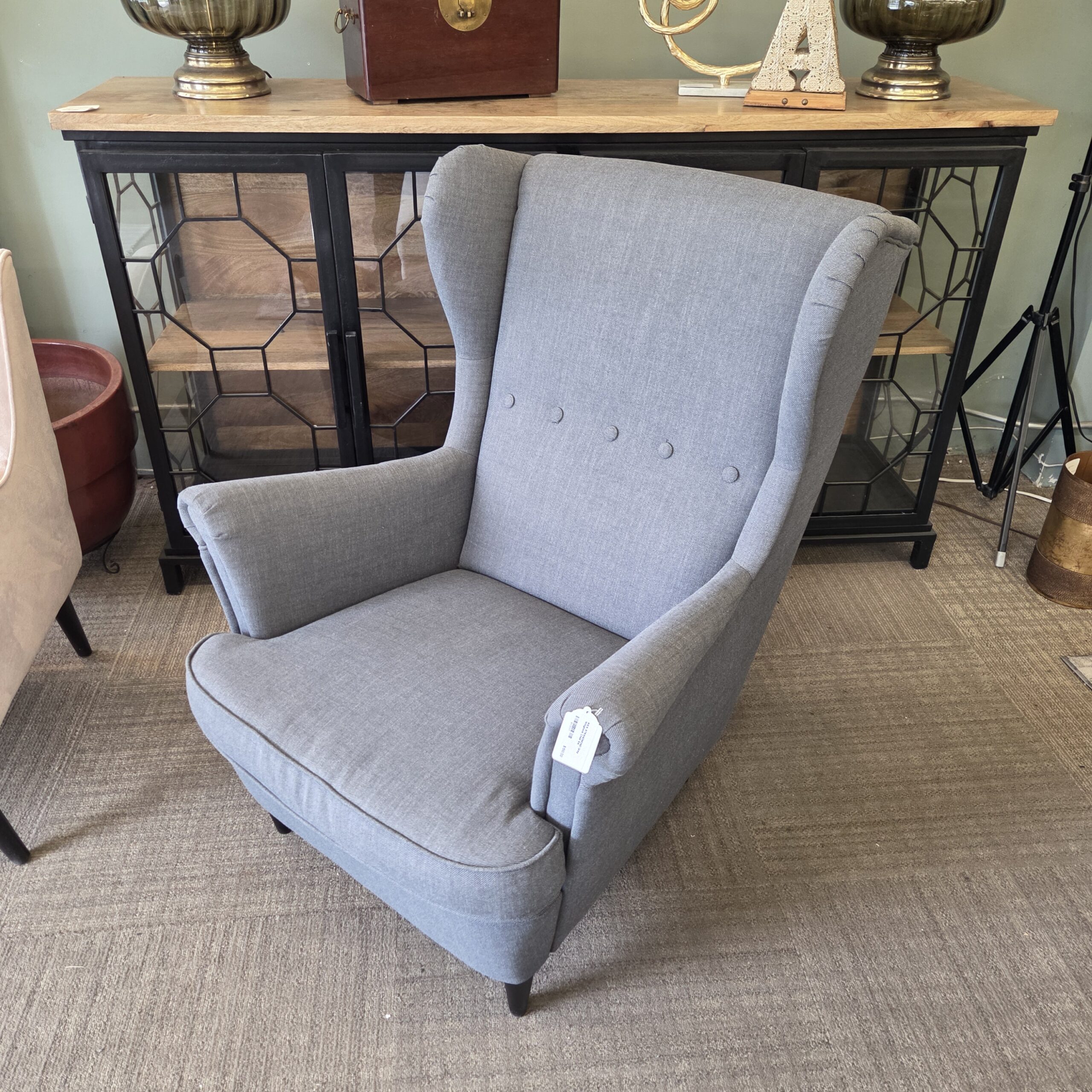 ikea strandmond grey wingback chair