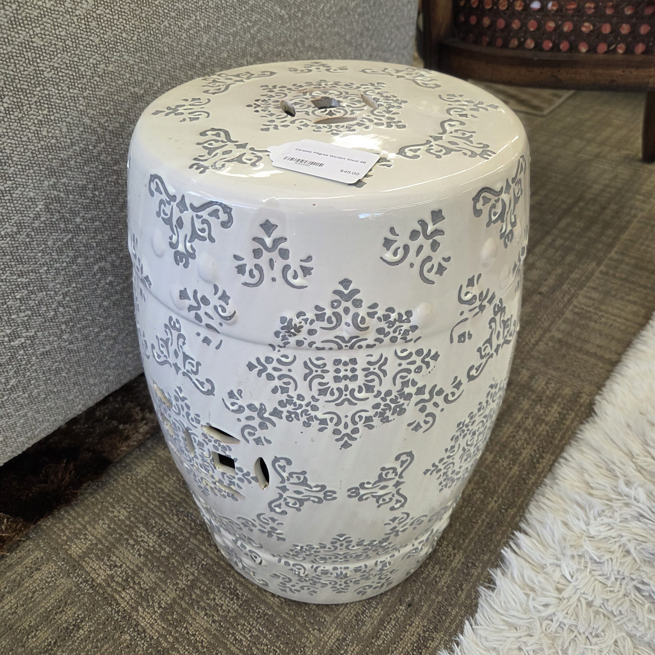 ceramic filigree garden stool