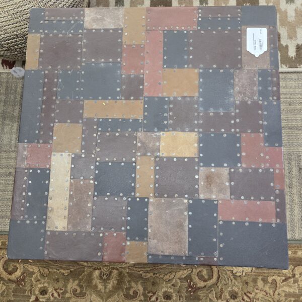 leather nailhead patchwork coffee table