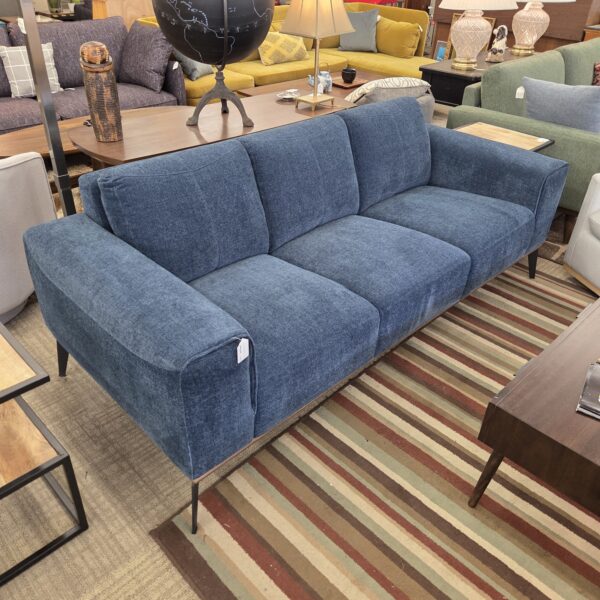 stonewash mod wood trim sofa