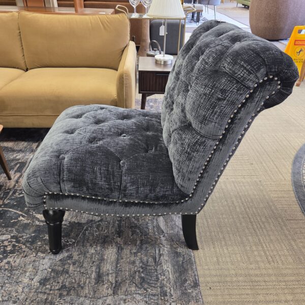 armless accent chair dark grey