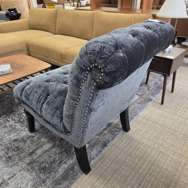 armless accent chair dark grey