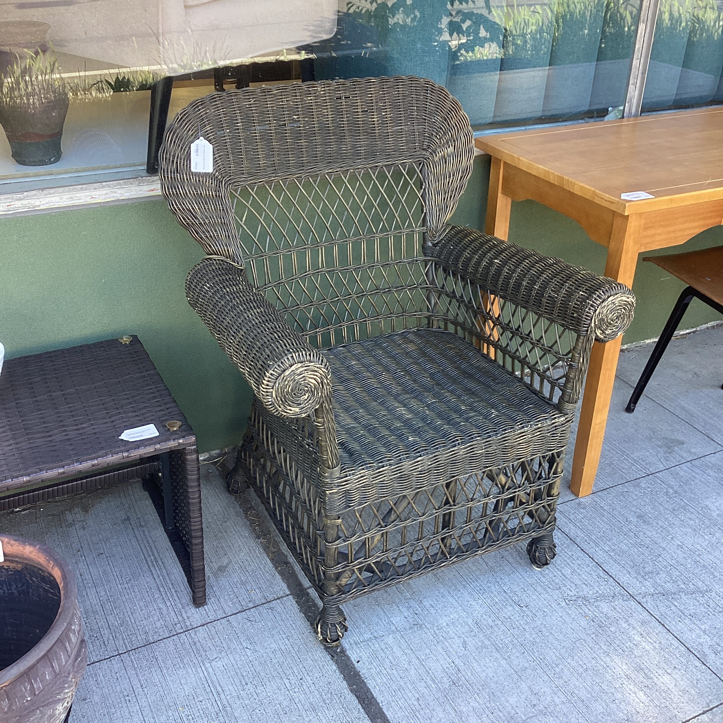 dark wicker armchair (as is)