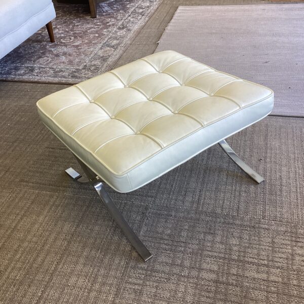 white leather barcelona style chair & ottoman