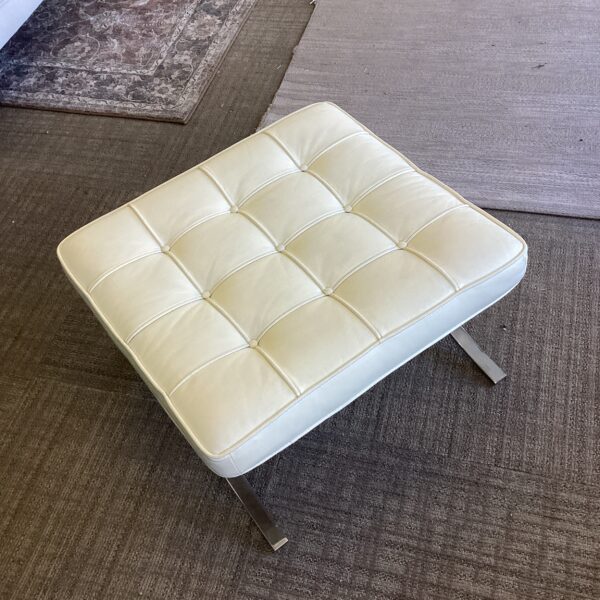 white leather barcelona style chair & ottoman