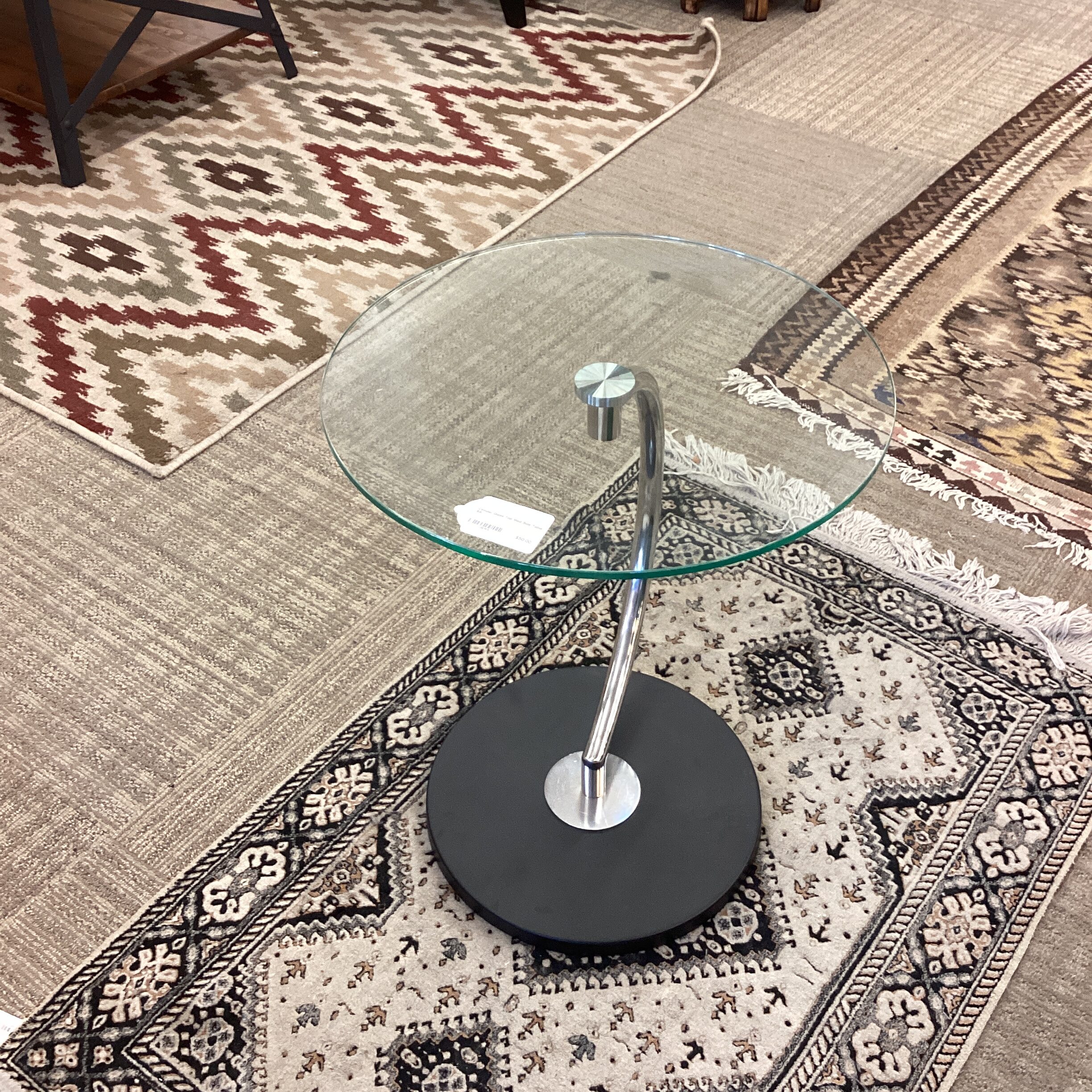 circular glass top mod side table