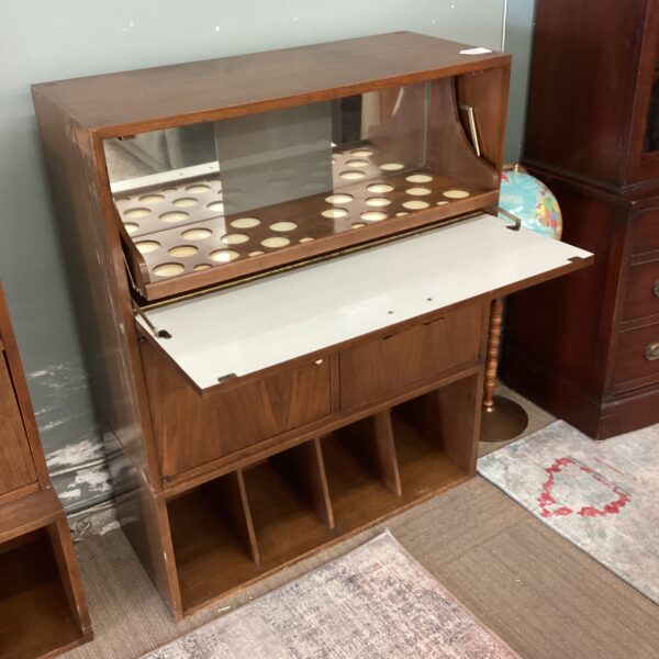 mcm bar cabinet w/record storage (as is)