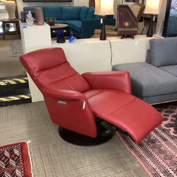 ekornes stressless cherry red leather electric recliner