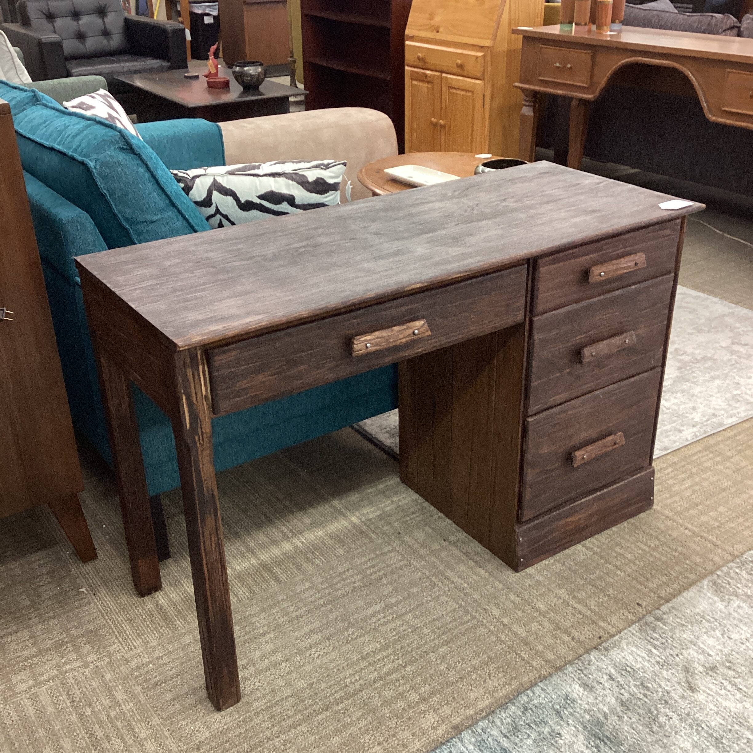 ranch oak walnut stained desk