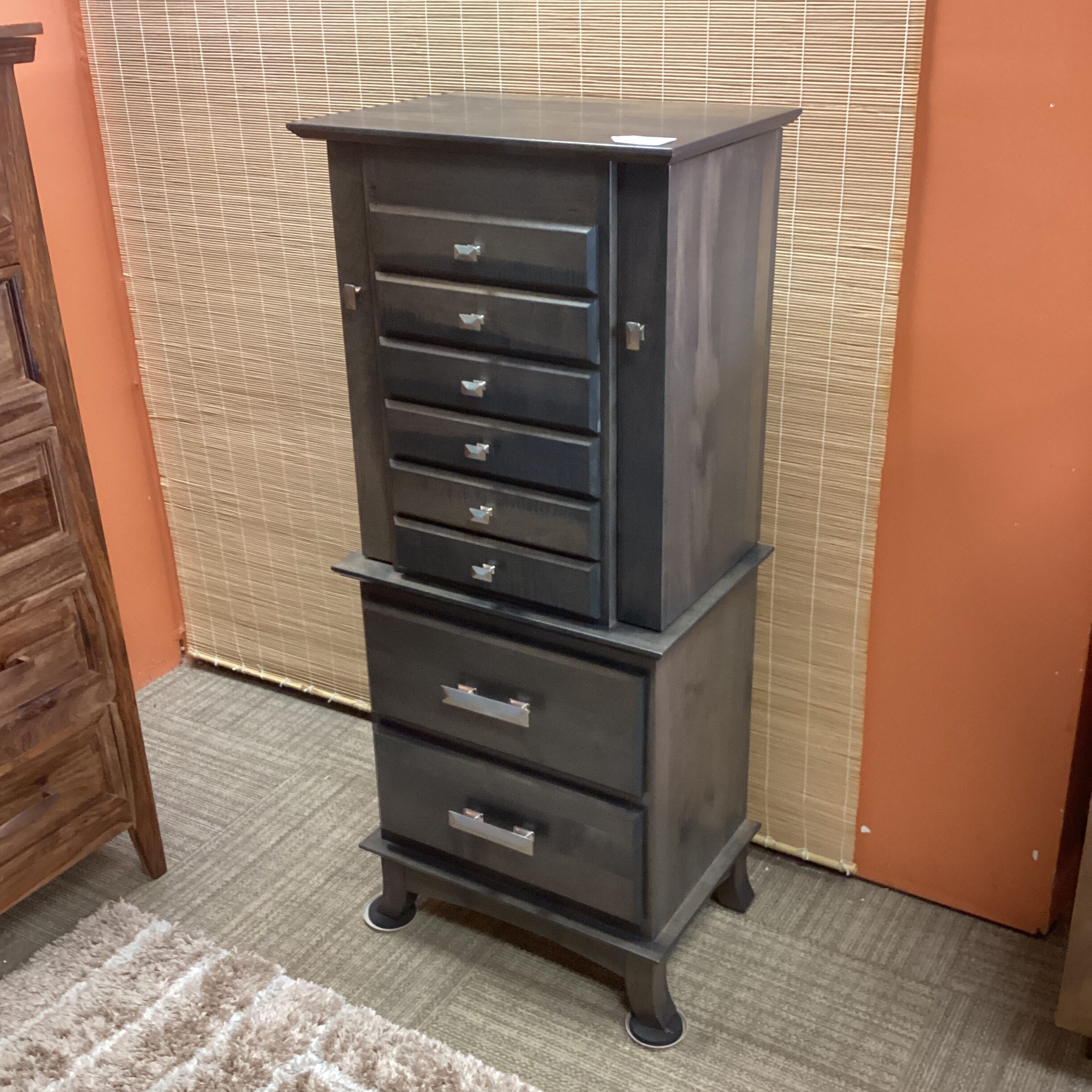 weaver & sons grey jewelry armoire w/velvet lining