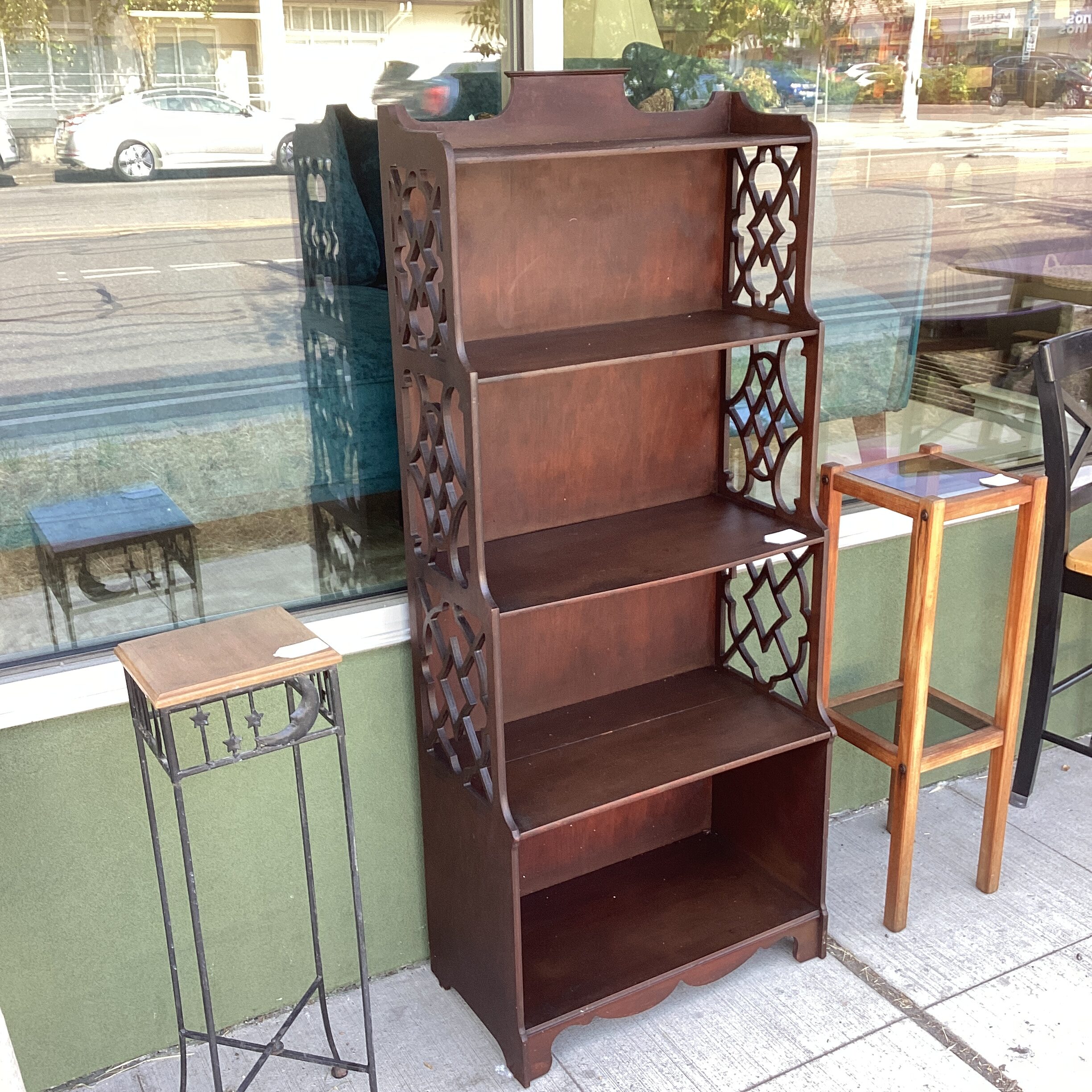 antique fretwork bookcase