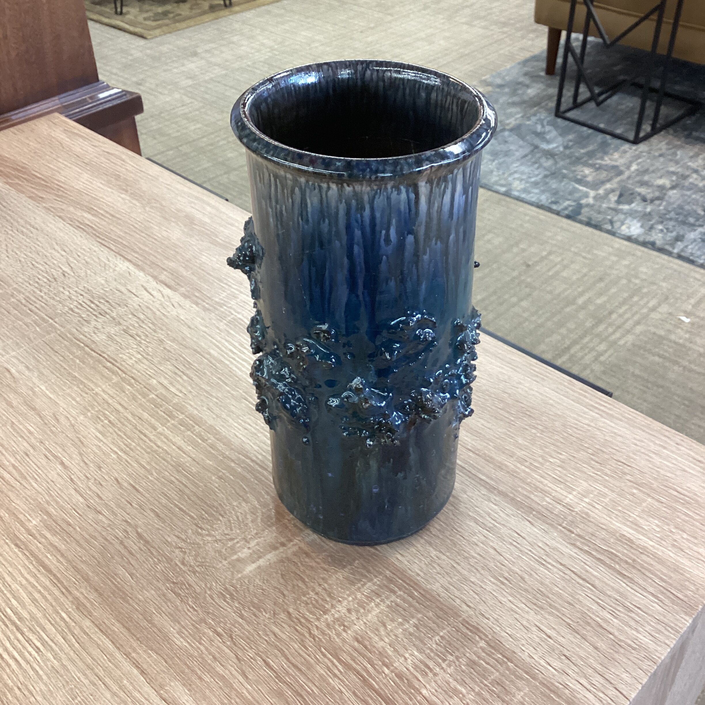 glit brutalist lava rock signed vase