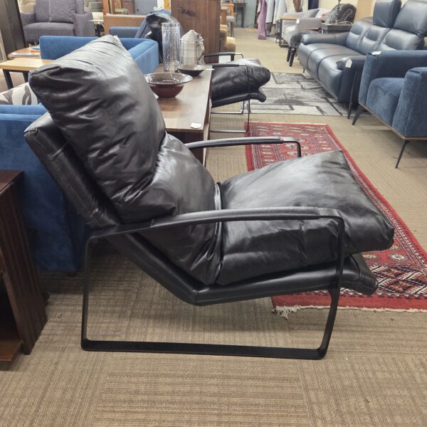 metal frame black leather accent chair