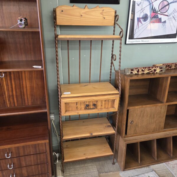 natural wood & iron bakers rack