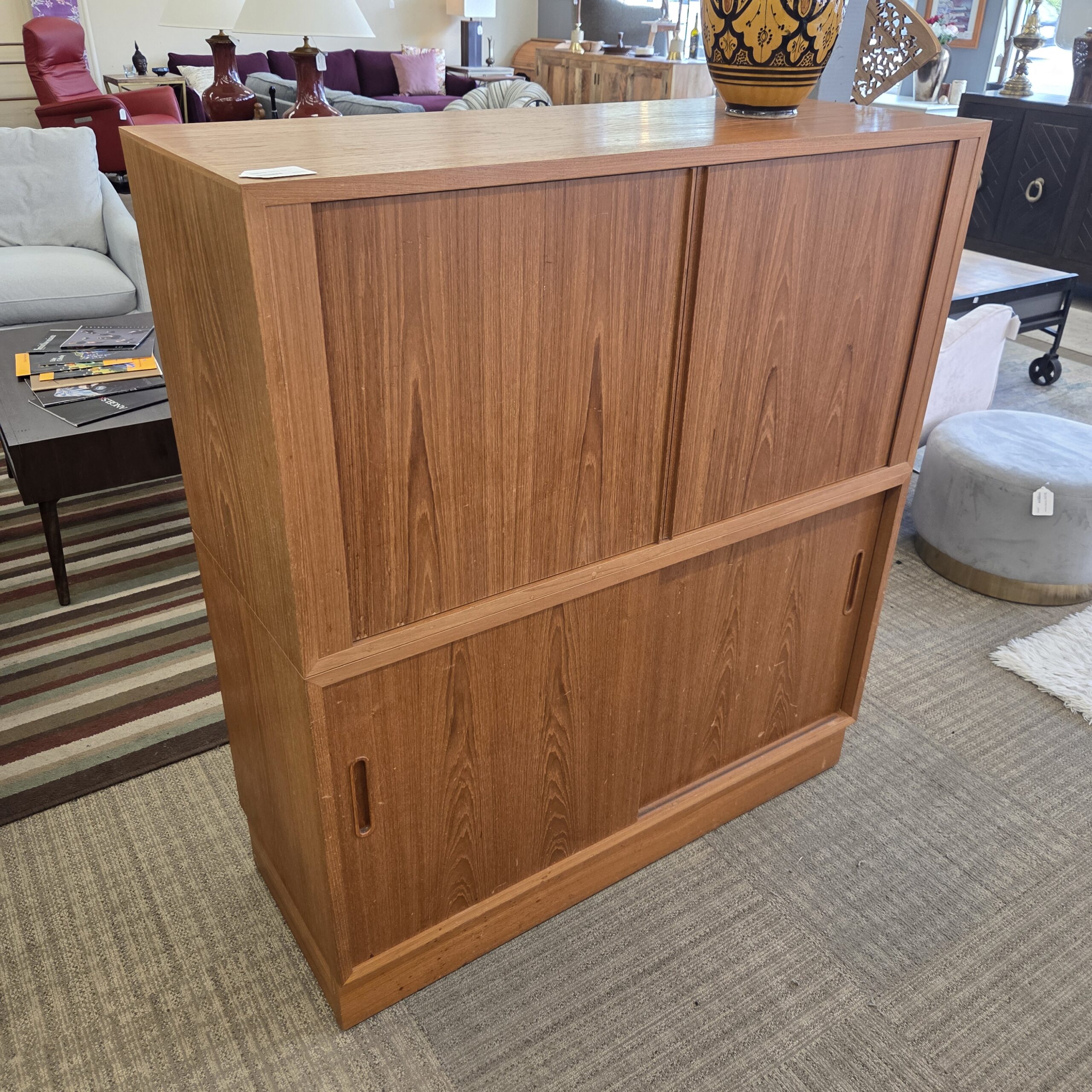 danish teak tambor door cabinet