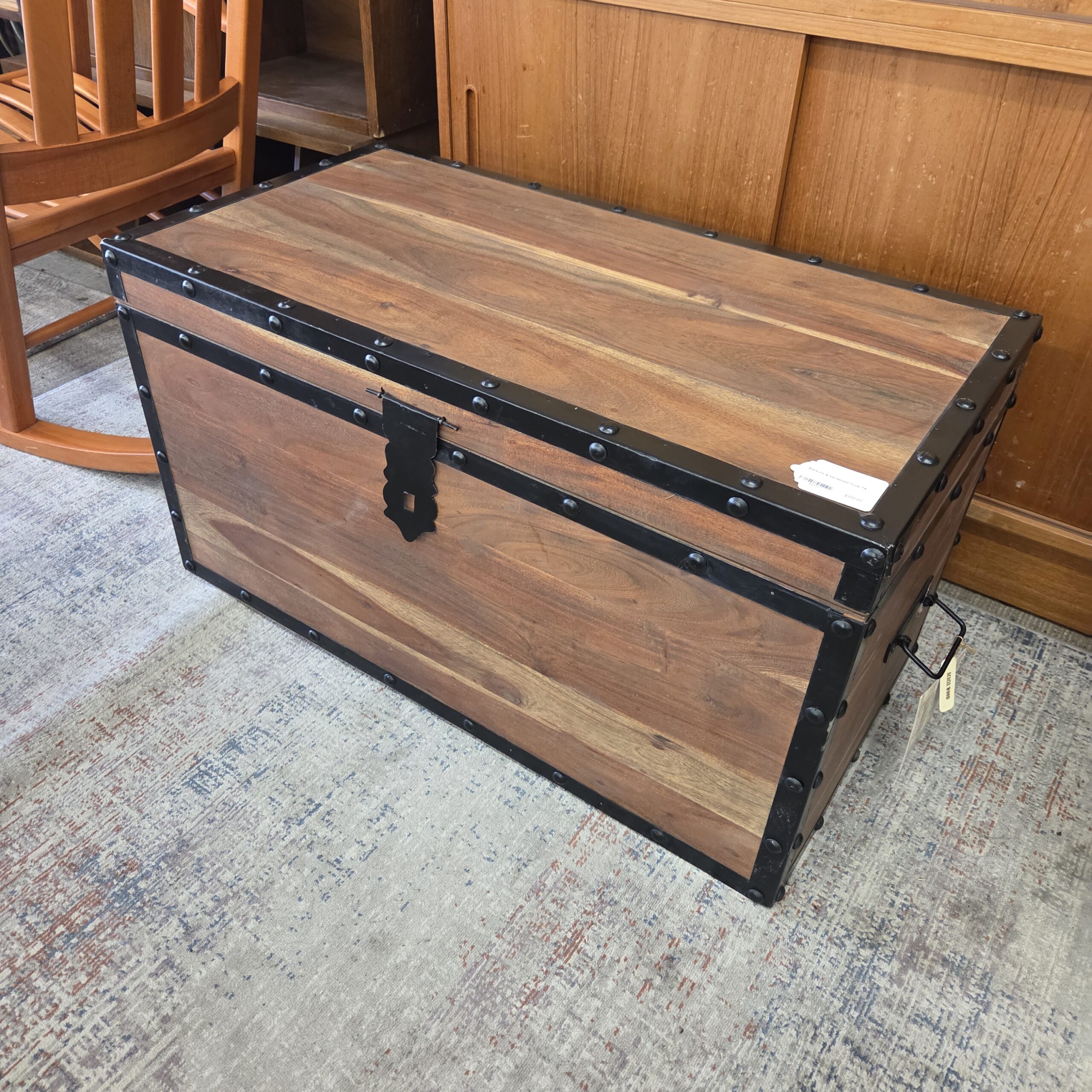 black iron & hardwood trunk