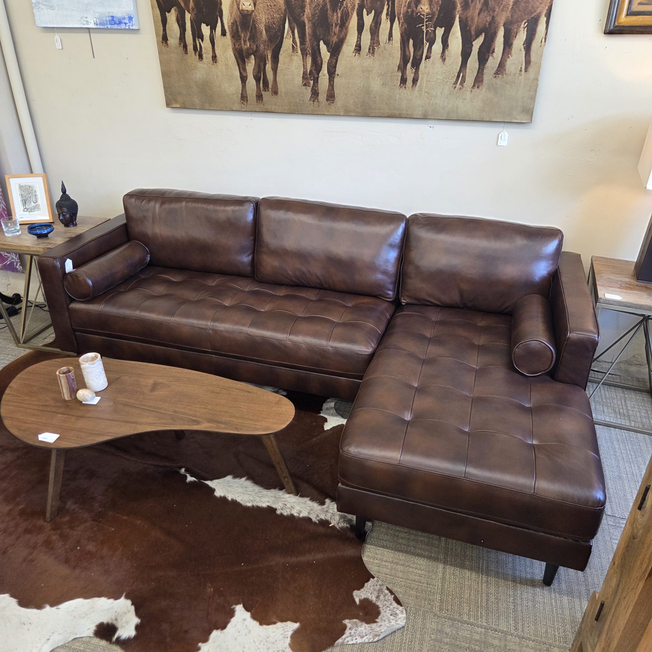 malmo cognac right chaise sectional