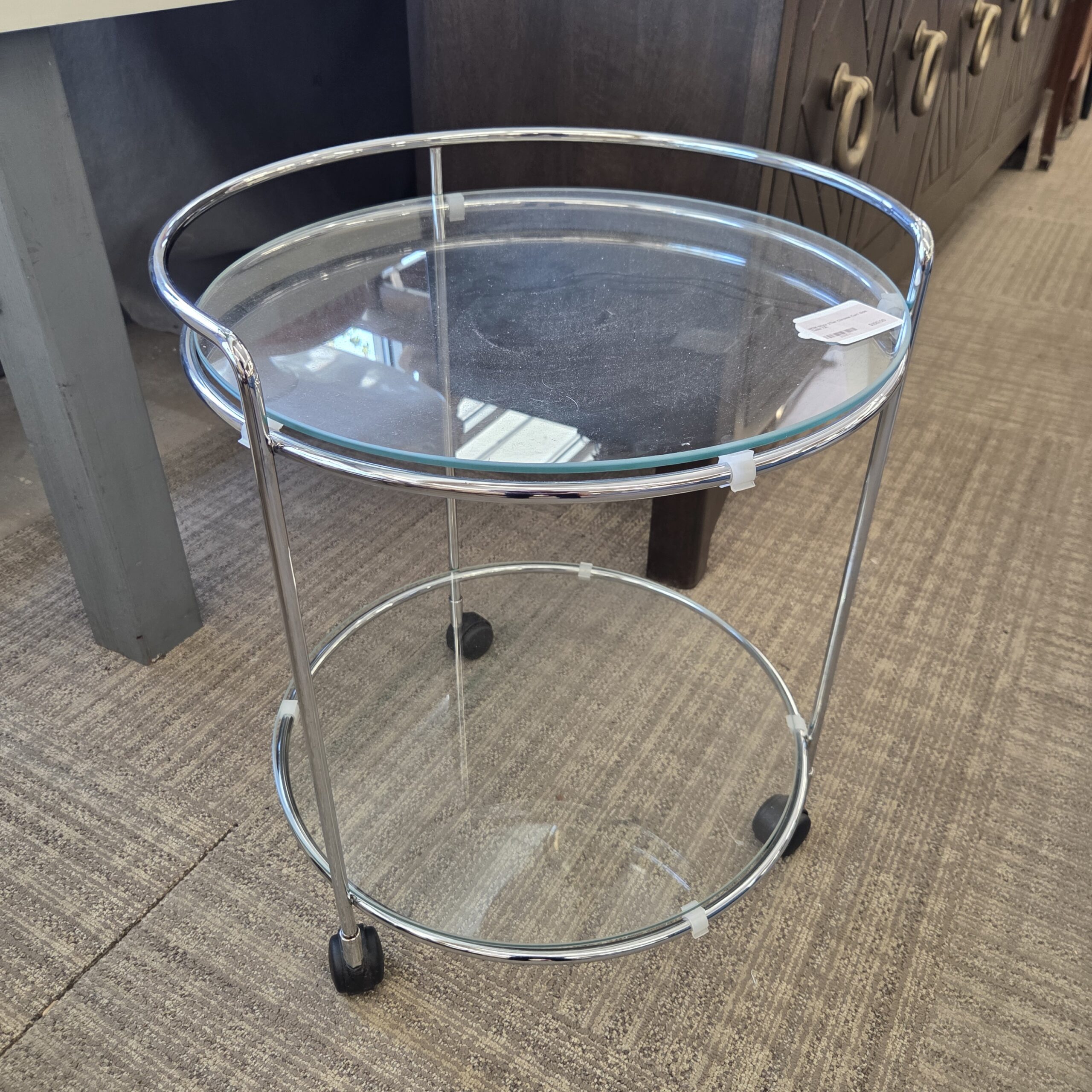 mcm style 2tier chrome cart side table