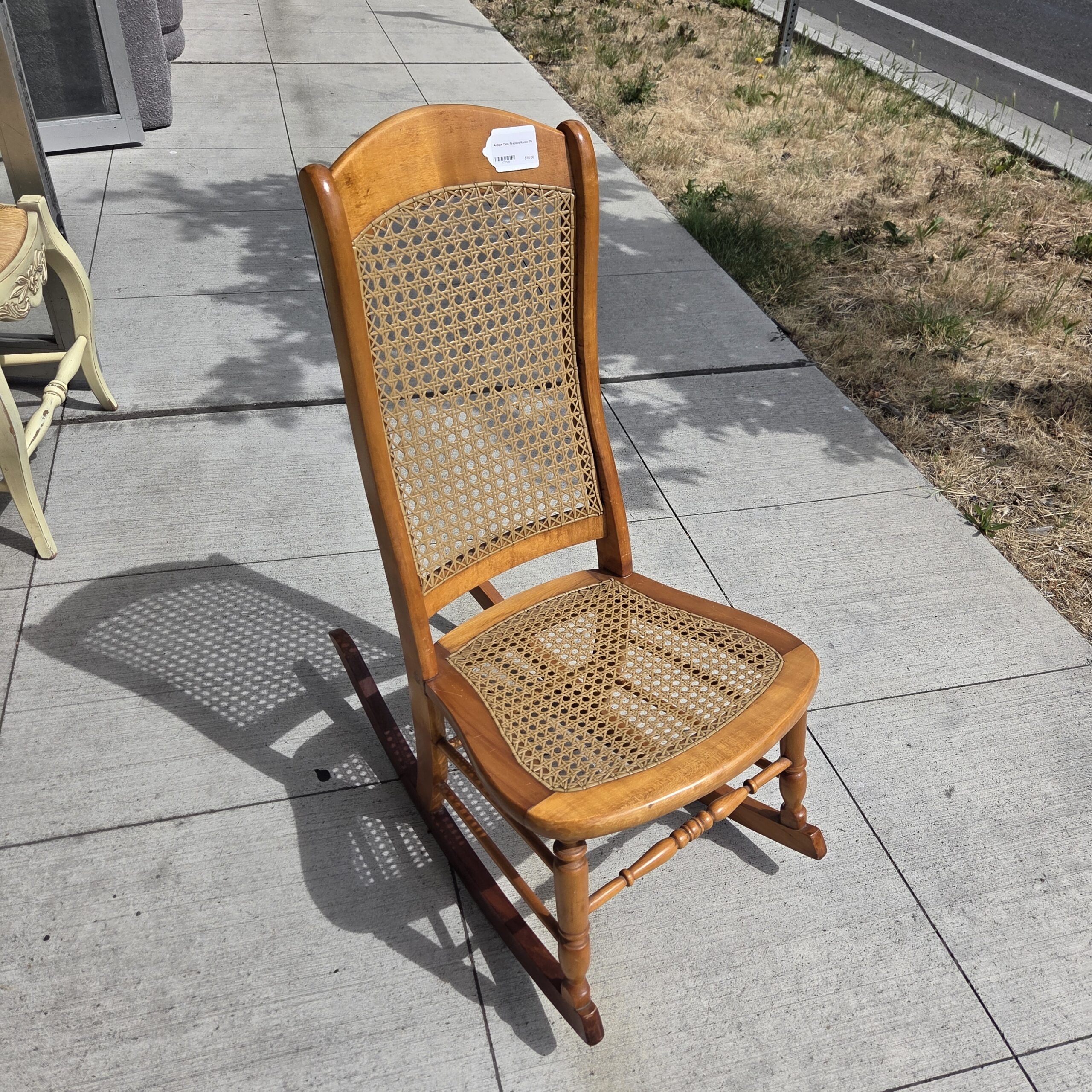 antique cane fireplace rocker
