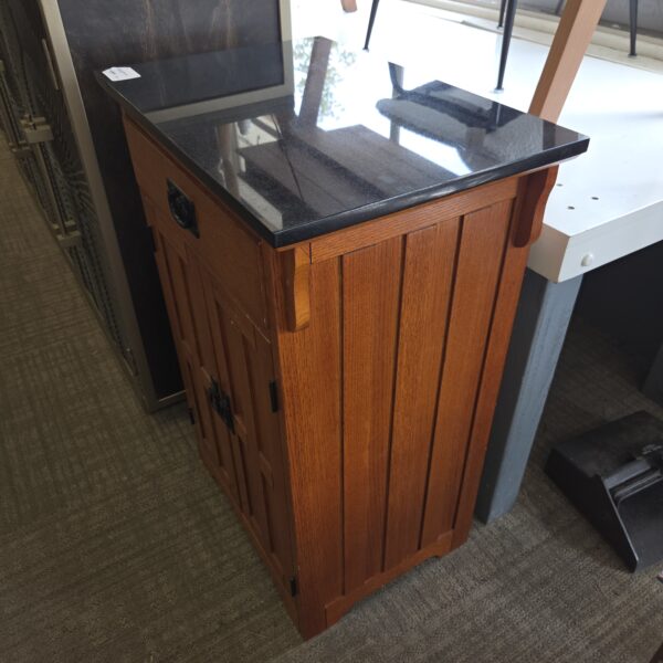 mission style rolling cabinet w/stone top