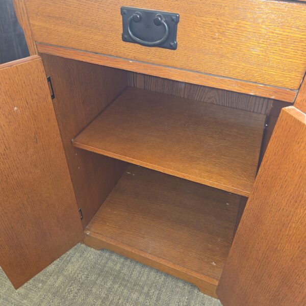 mission style rolling cabinet w/stone top