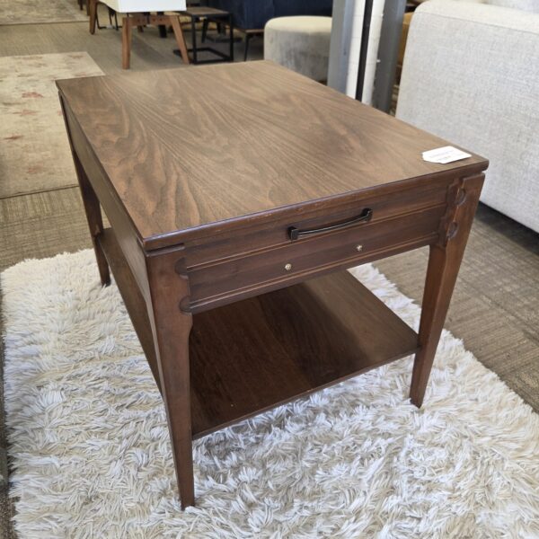 mc mersman dark rectangular side table w/shelf