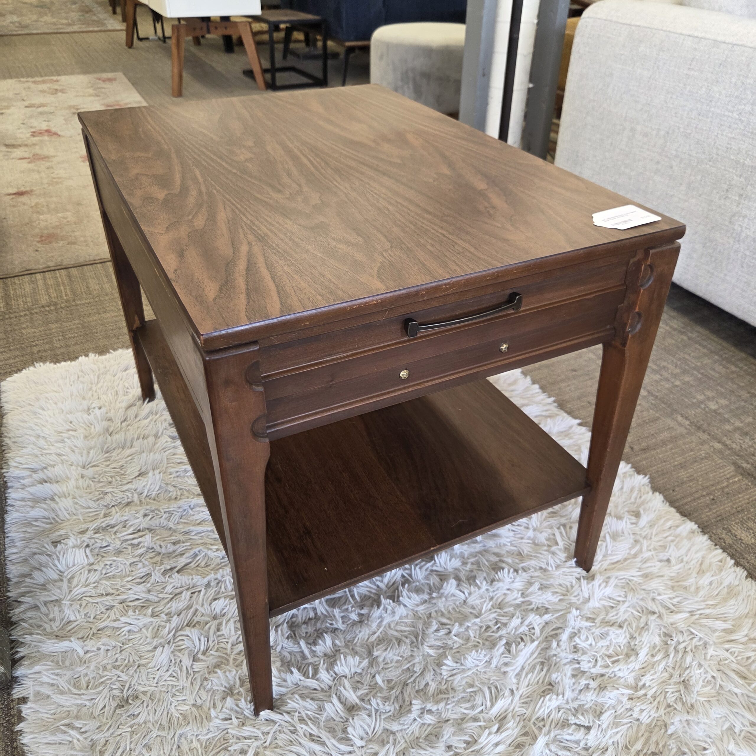 mc mersman dark rectangular side table w/shelf