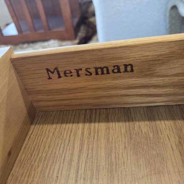 mc mersman dark rectangular side table w/shelf
