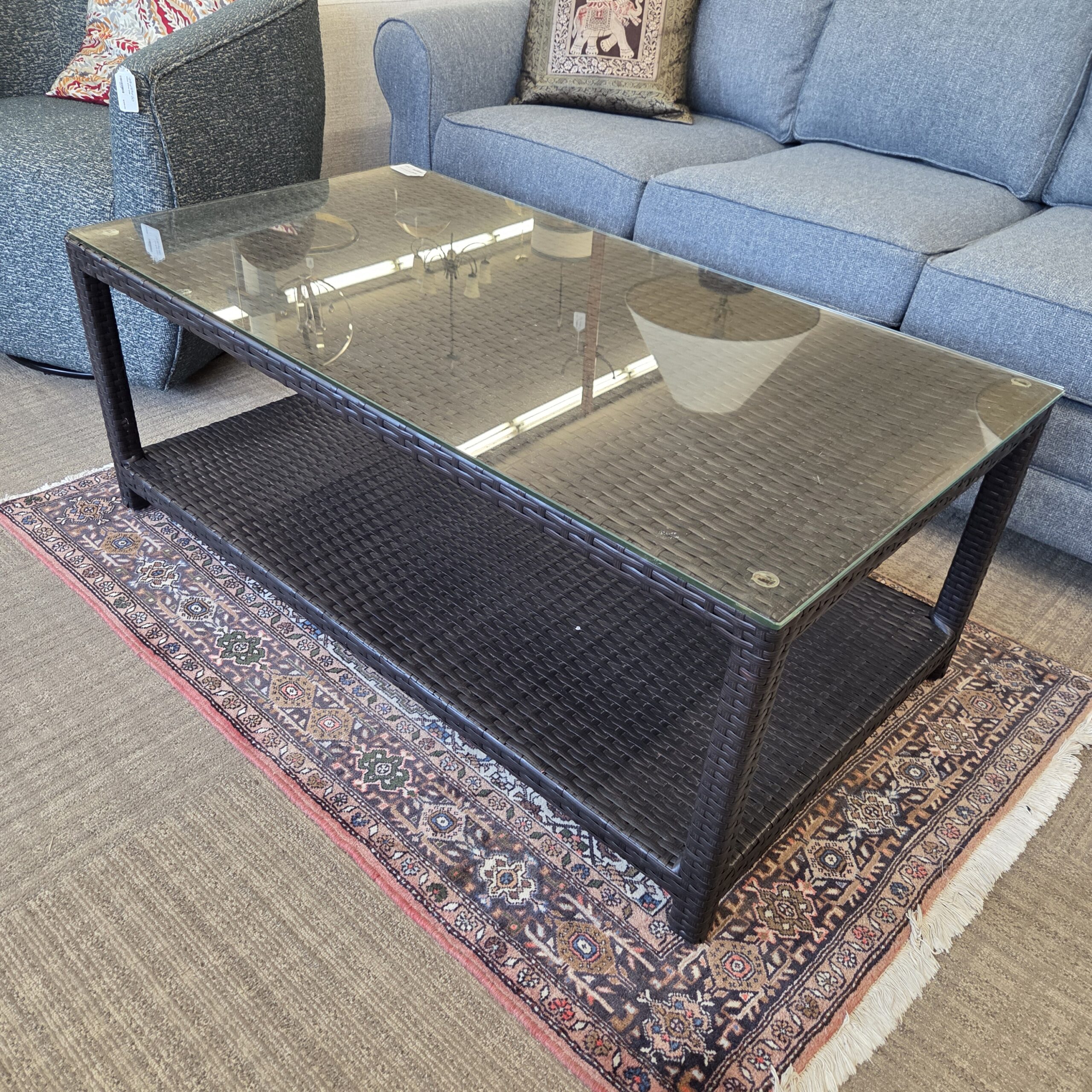 large synthetic rattan coffee table