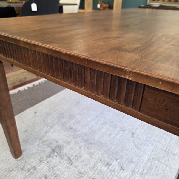 carved base hardwood dining table (as is)