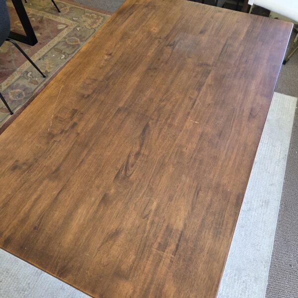 carved base hardwood dining table (as is)