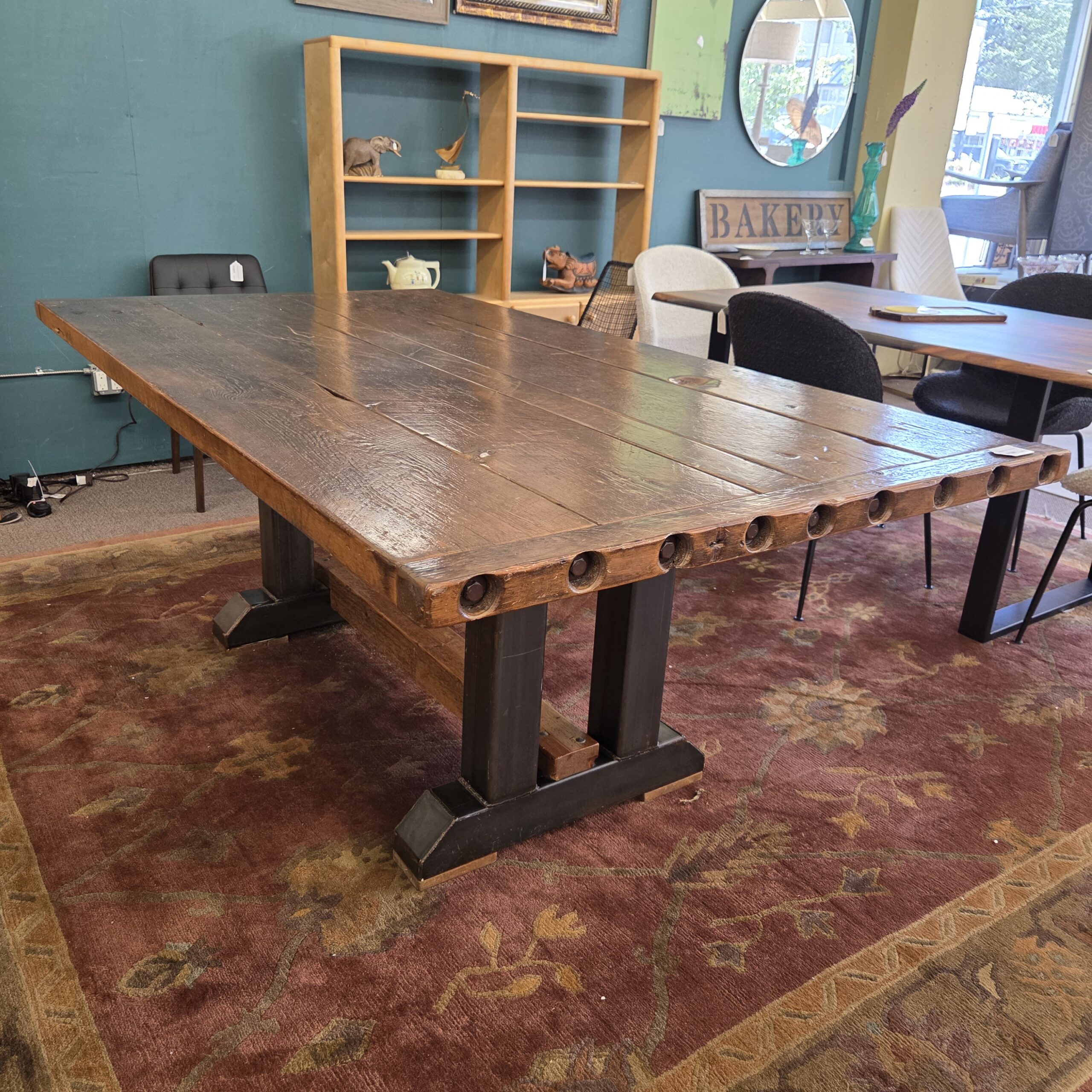 chunky industrial trestle table