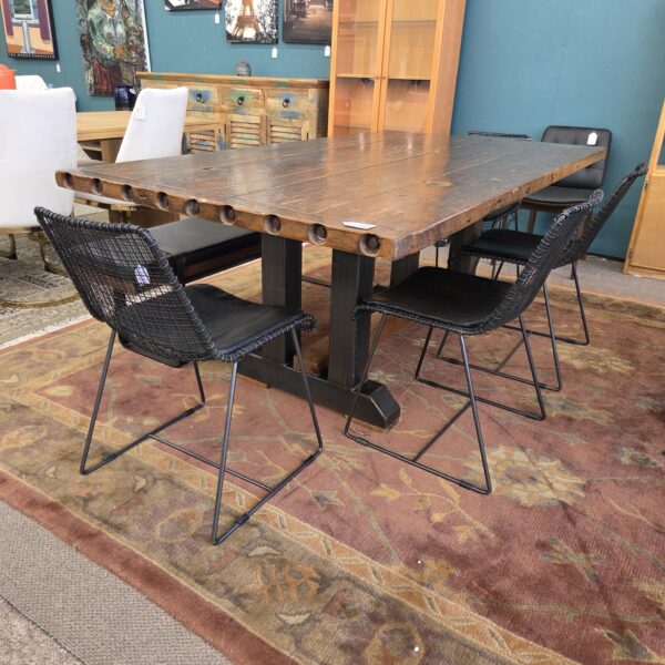 cb2 black wire dining chairs w/cushion set of 4