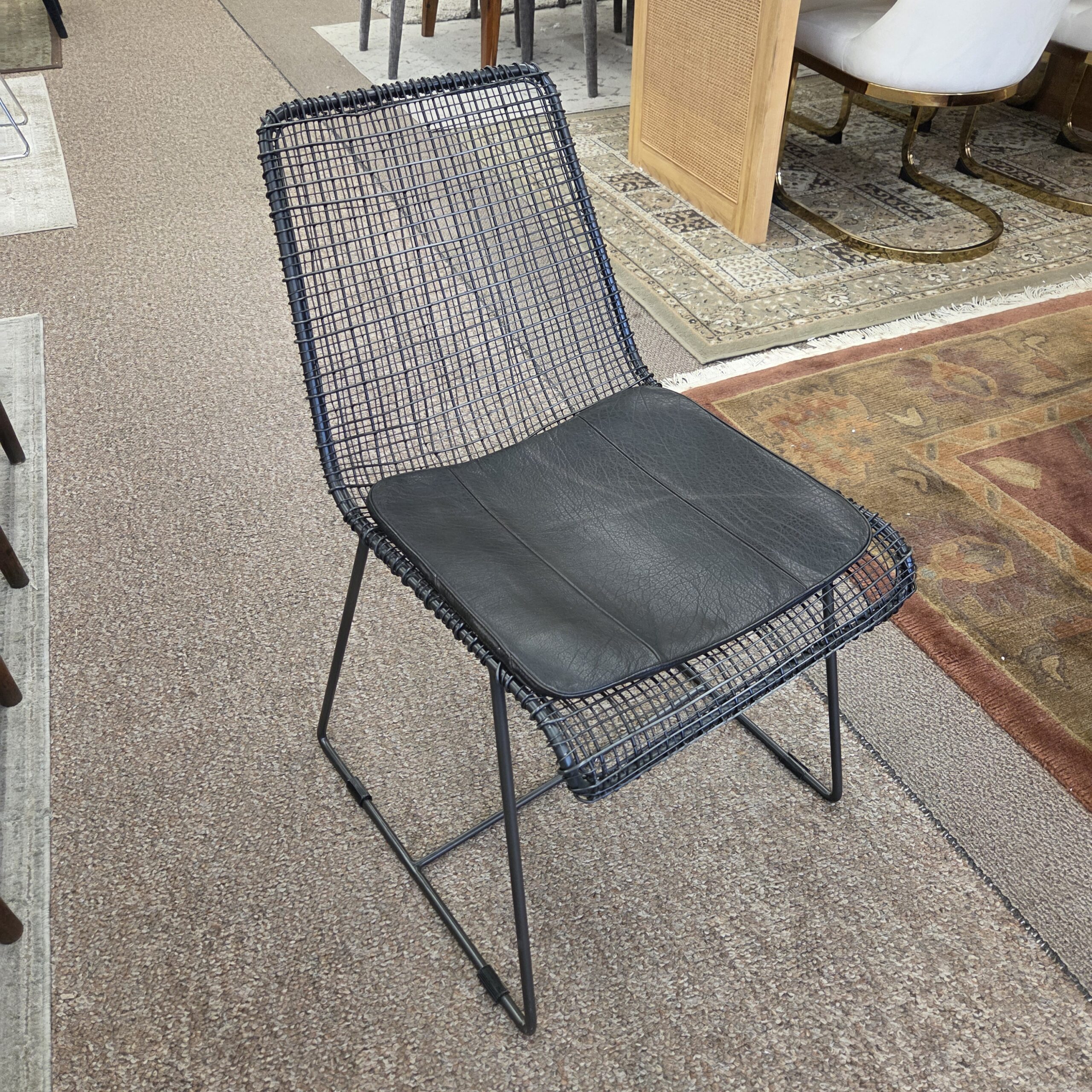 cb2 black wire dining chairs w/cushion set of 4