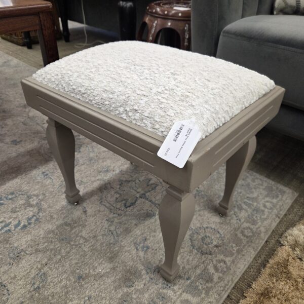 simple grey white boucle foot stool