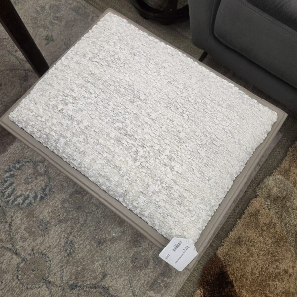 simple grey white boucle foot stool