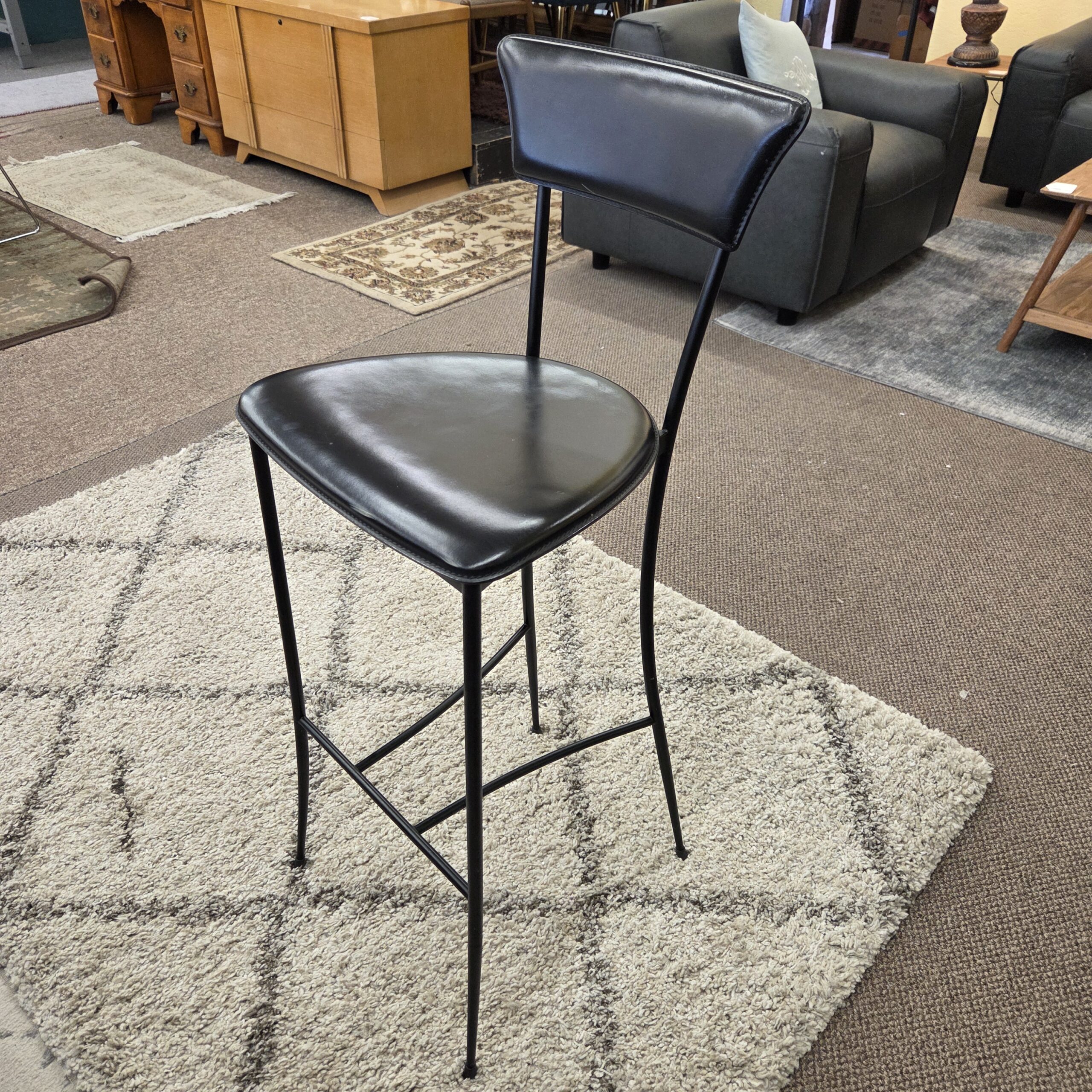 arper black leather barstool (as is)